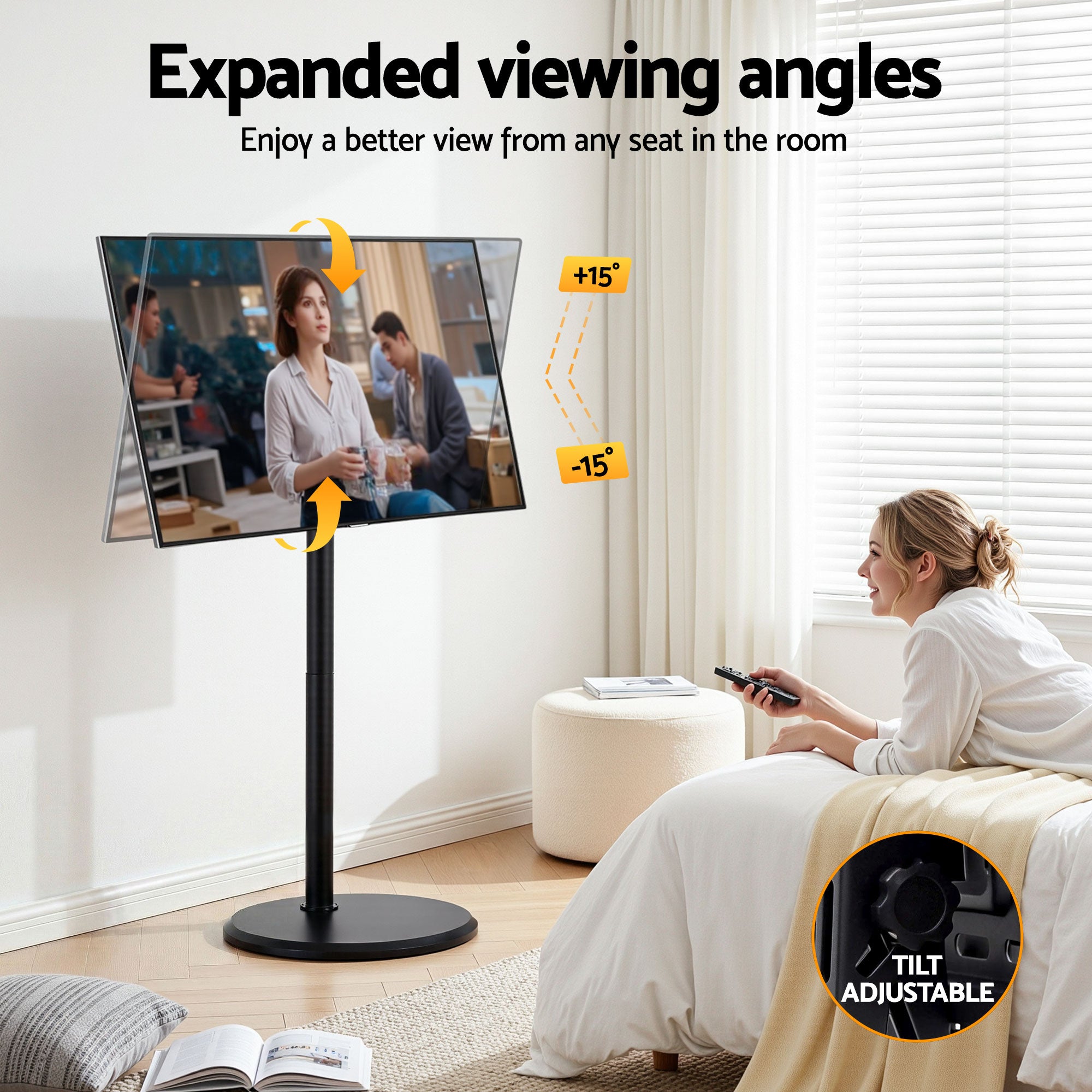 Artiss 32-55 Inch Mobile TV Stand with Wheels Height & Tilt Adjustable Floor Mount