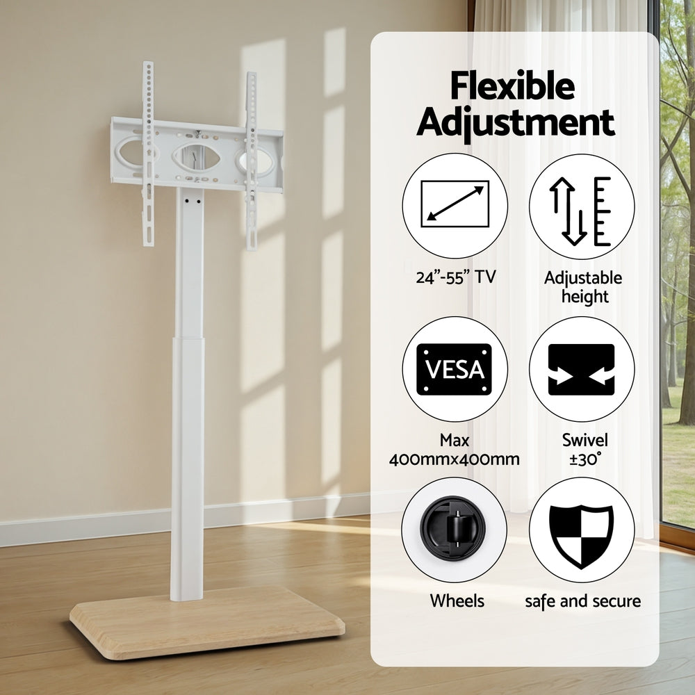 Artiss 24-55" TV Stand Swivel Height Adjustable White