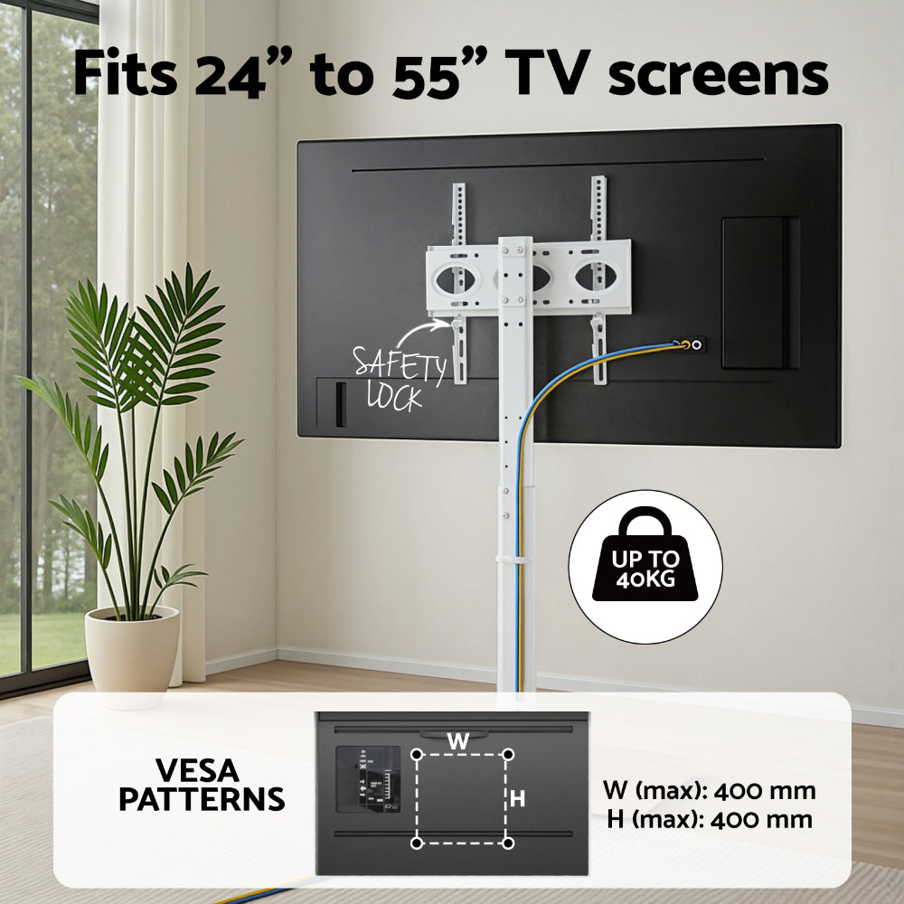Artiss 24-55" TV Stand Swivel Height Adjustable White