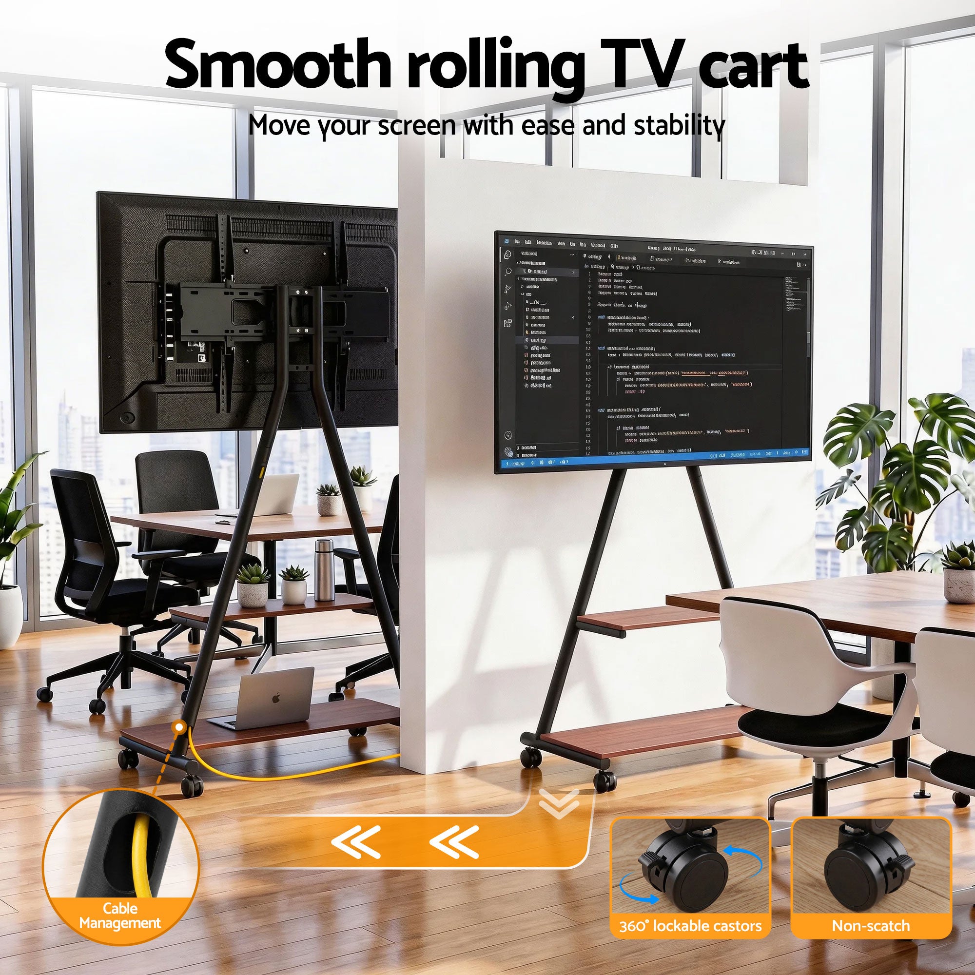 Artiss Mobile TV Stand Rolling Cart Wheels 32-75" Heavy Duty 133kg Mount Bracket