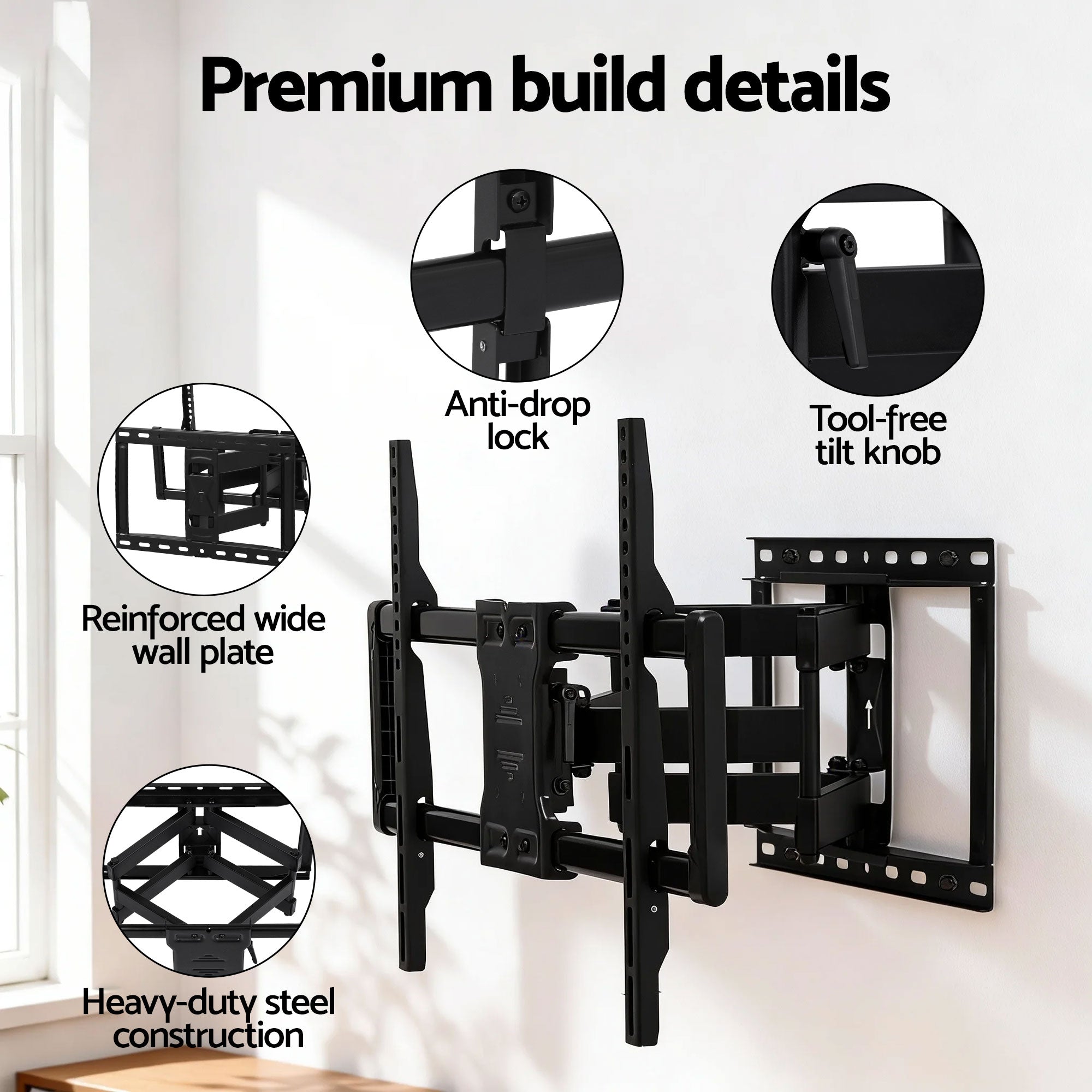 Artiss TV Wall Mount Bracket for 37" - 85" TVs Swivel Tilt Extendable Full Motion