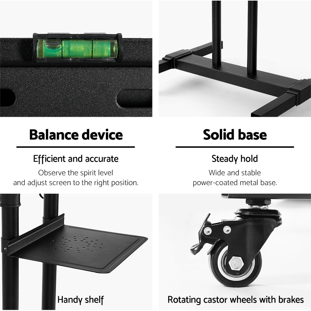 Artiss Mobile TV Stand 23"-65" Adjustable Black Trolley