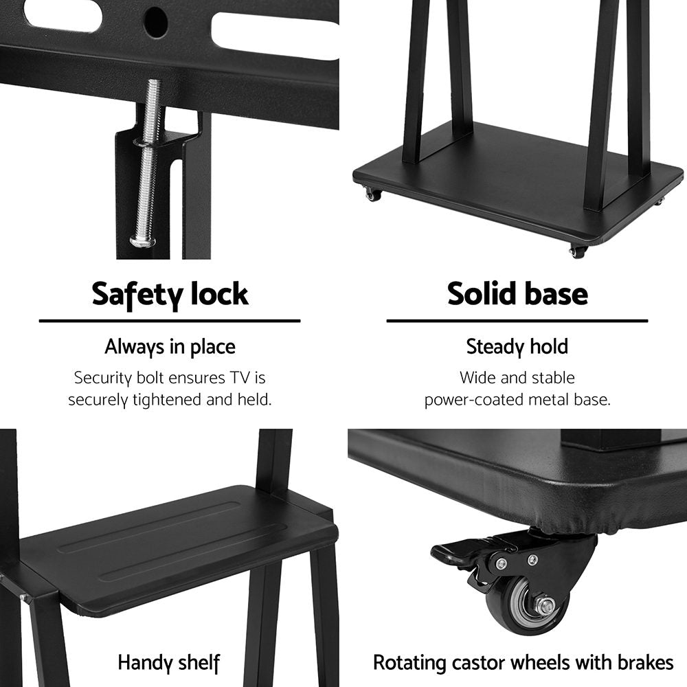 Artiss Mobile TV Stand 32"-75" Adjustable Black