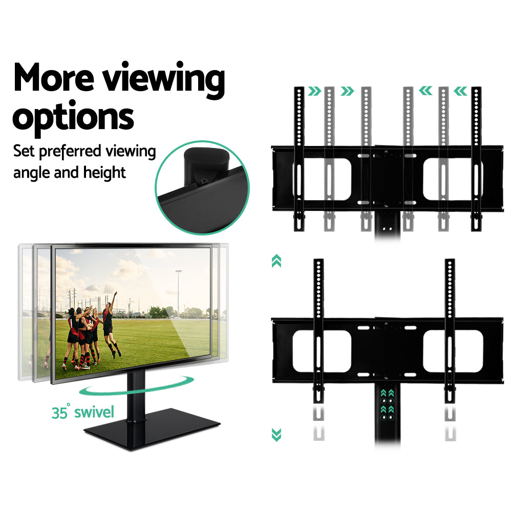 Artiss 32"-70" TV Stand Swivel Mount Black Tempered Glass
