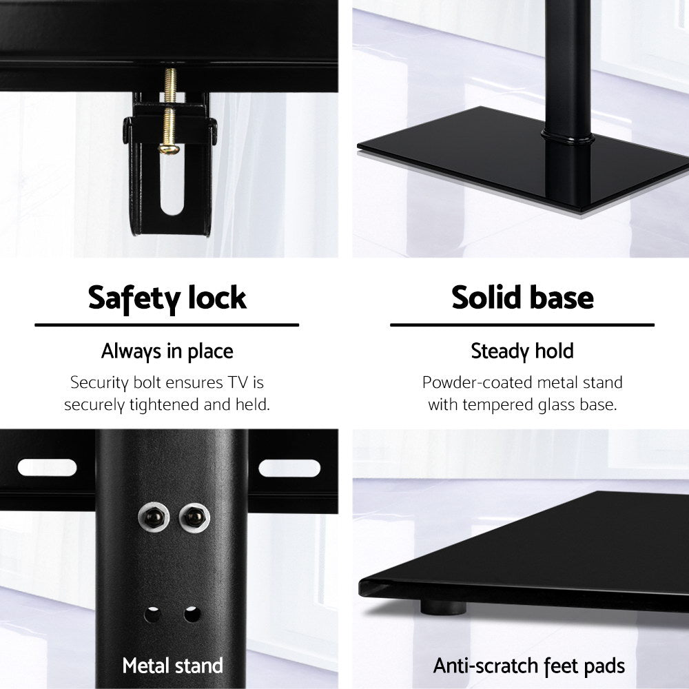 Artiss 32"-70" TV Stand Swivel Mount Black Tempered Glass