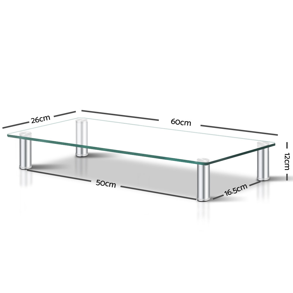 Artiss Adjustable Glass Monitor Stand Riser Clear