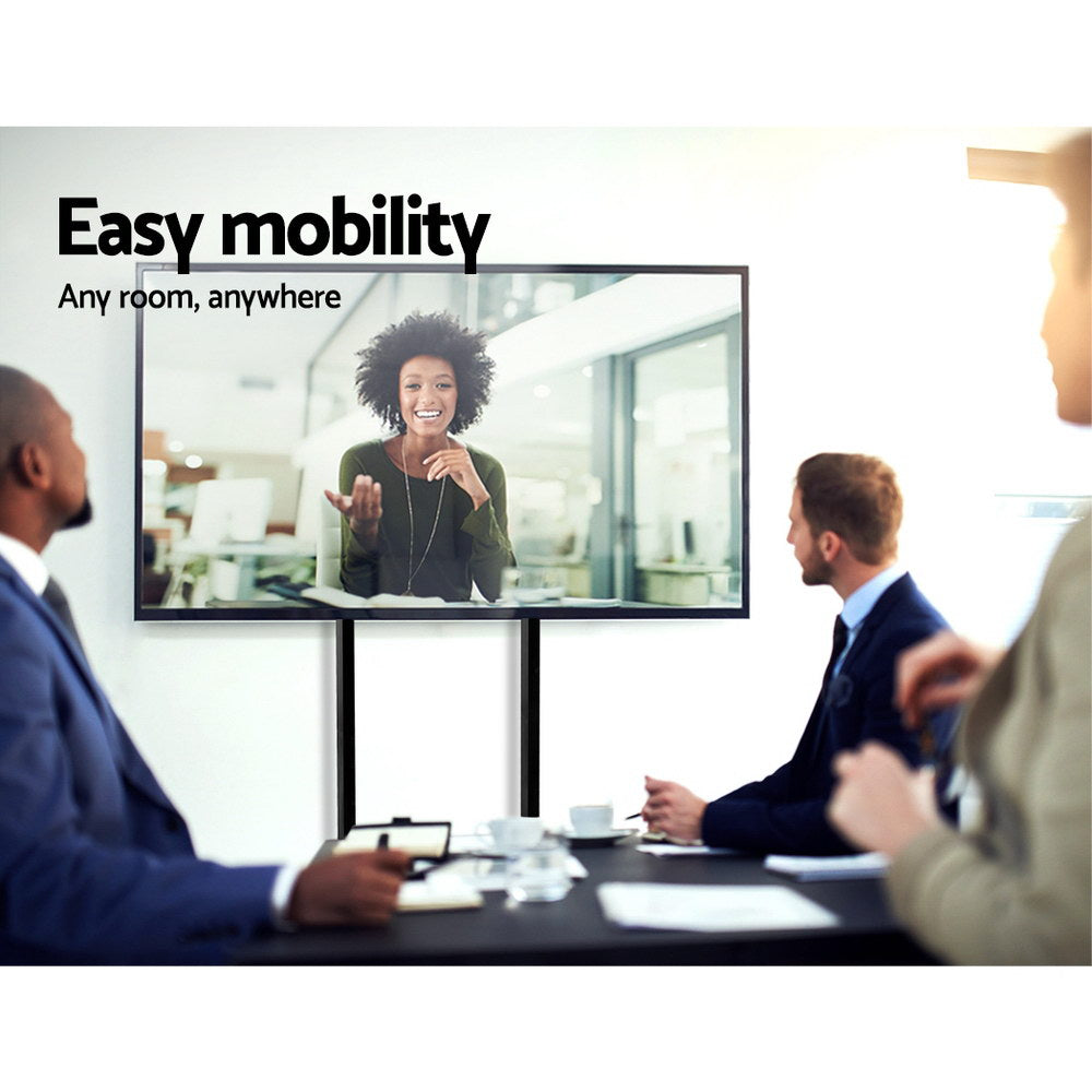 Artiss Mobile TV Stand 32"-65" Black Adjustable Mount Bracket Trolley Cart