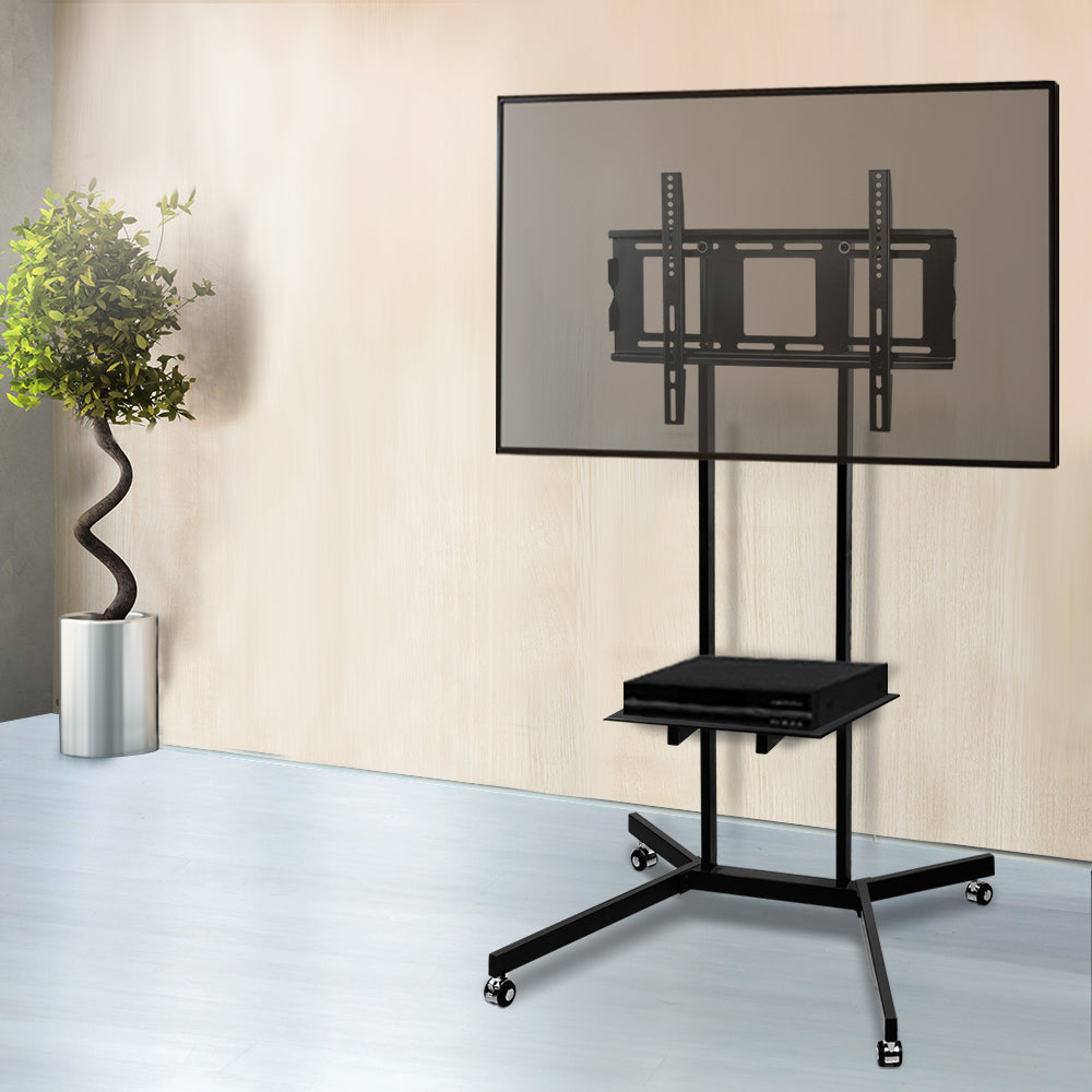 Artiss Mobile TV Stand 32"-65" Black Adjustable Mount Bracket Trolley Cart