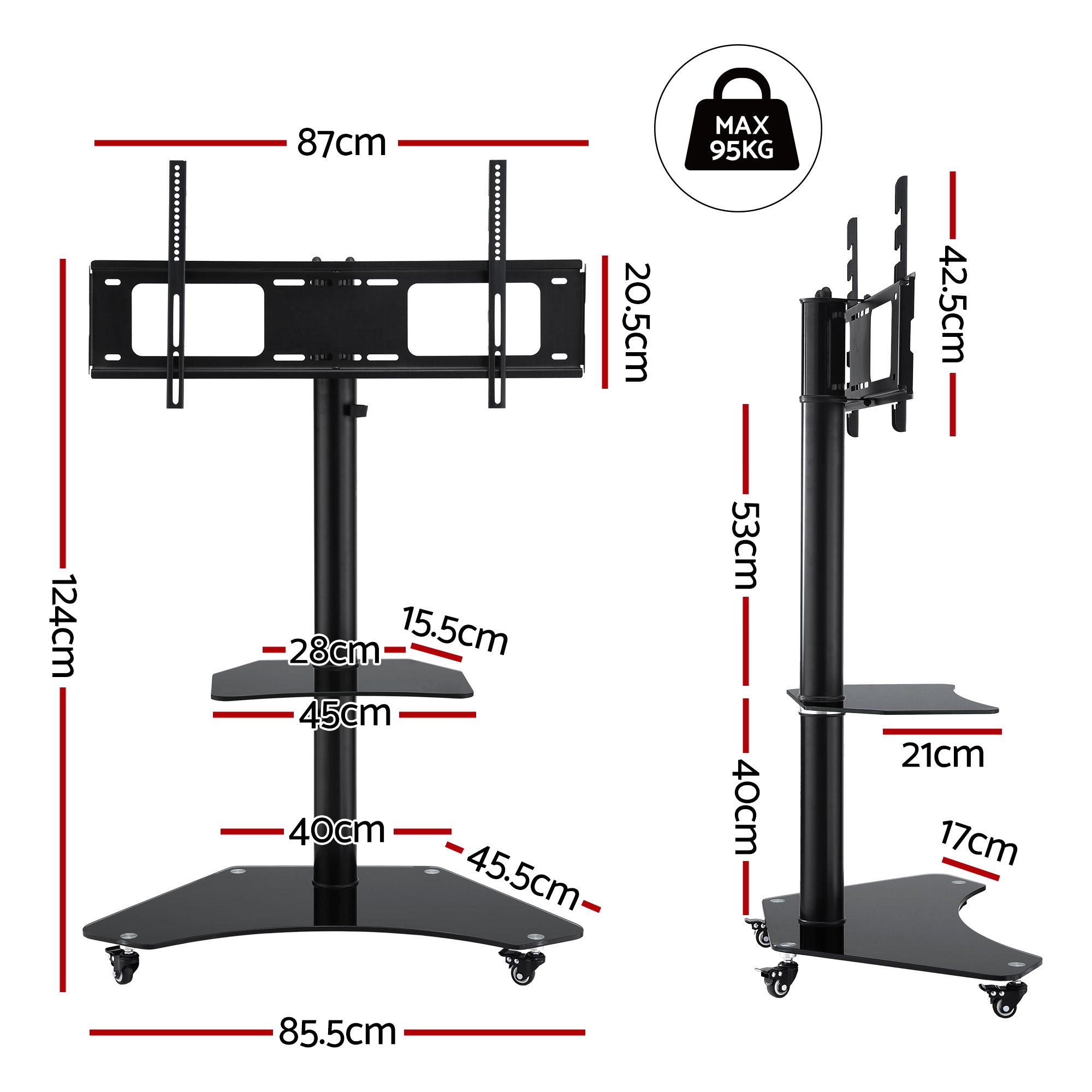 Artiss 40-100" TV Stand Mount Bracket Universal Adjustable Height with Wheels
