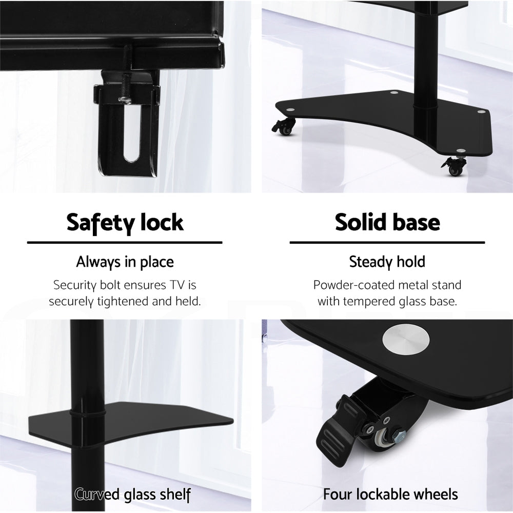 Artiss 32"-70" Mobile TV Stand Mount Bracket Trolley Cart Black
