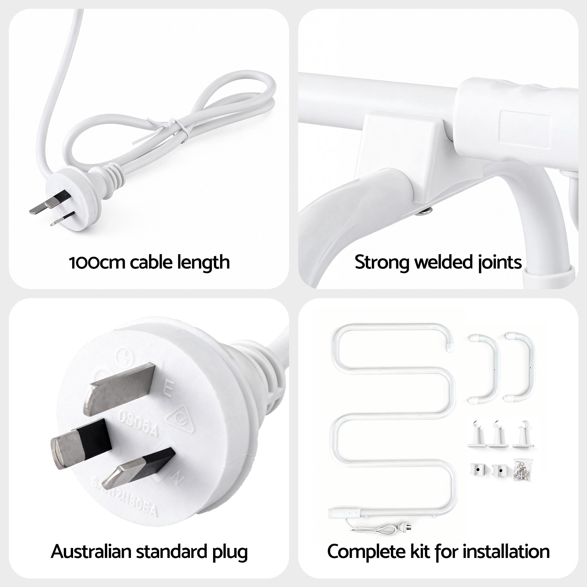 Devanti Heated Towel Rail Freestanding Wall Mounted S-Shape Electric Warmer Rack