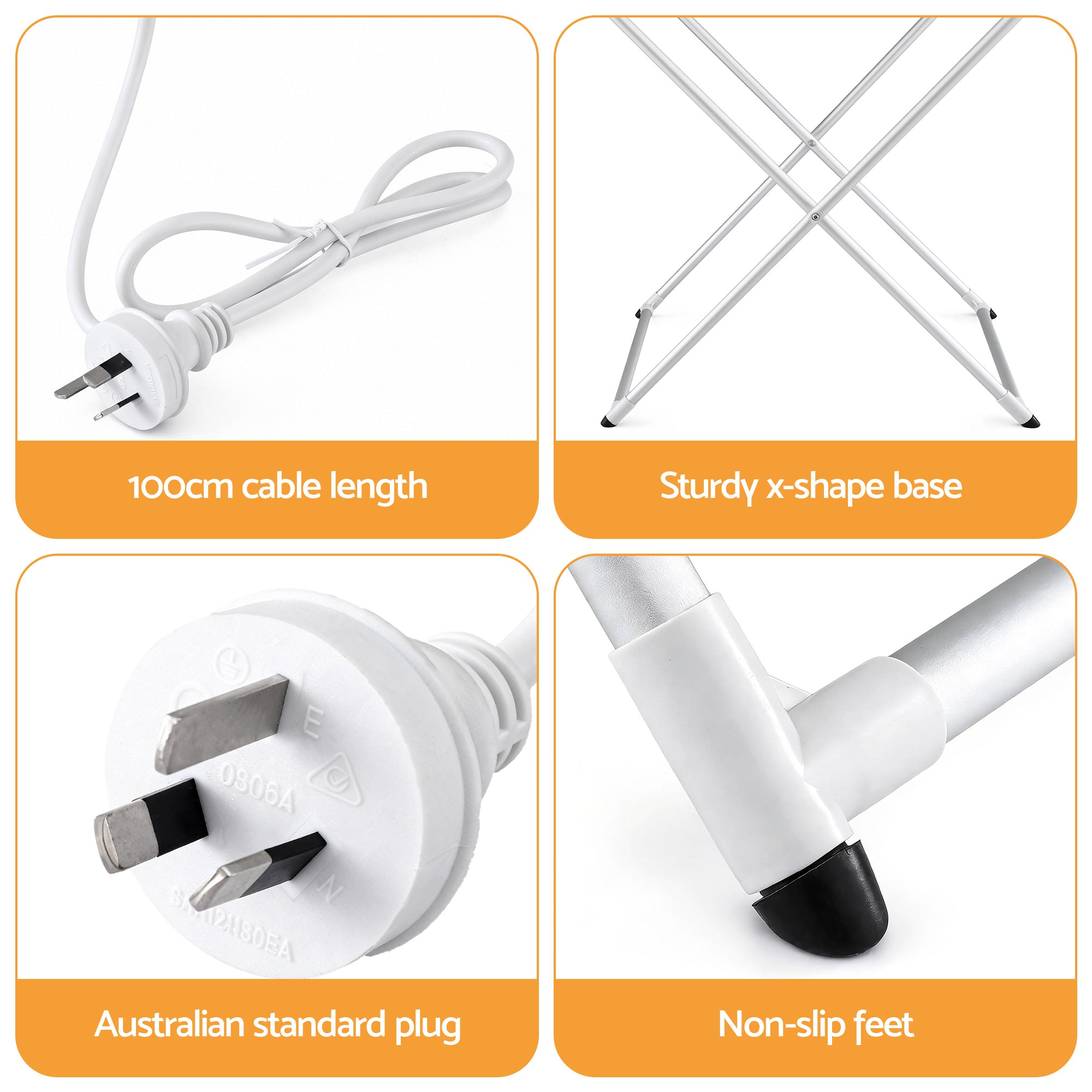 Devanti Heated Towel Rail Electric Clothes Airer Foldable Drying Rack 8 Bars