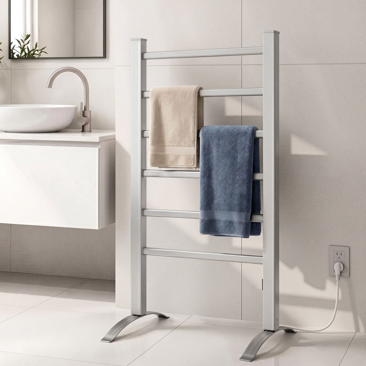 Devanti Electric Heated Towel Rail 6 Bars Freestanding