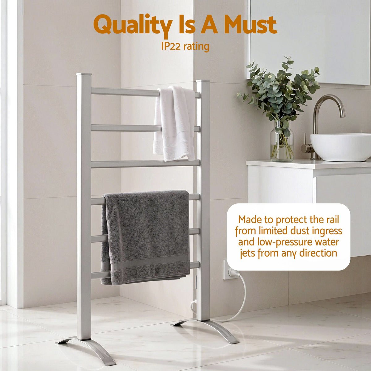 Devanti Electric Heated Towel Rail 6 Bars Freestanding