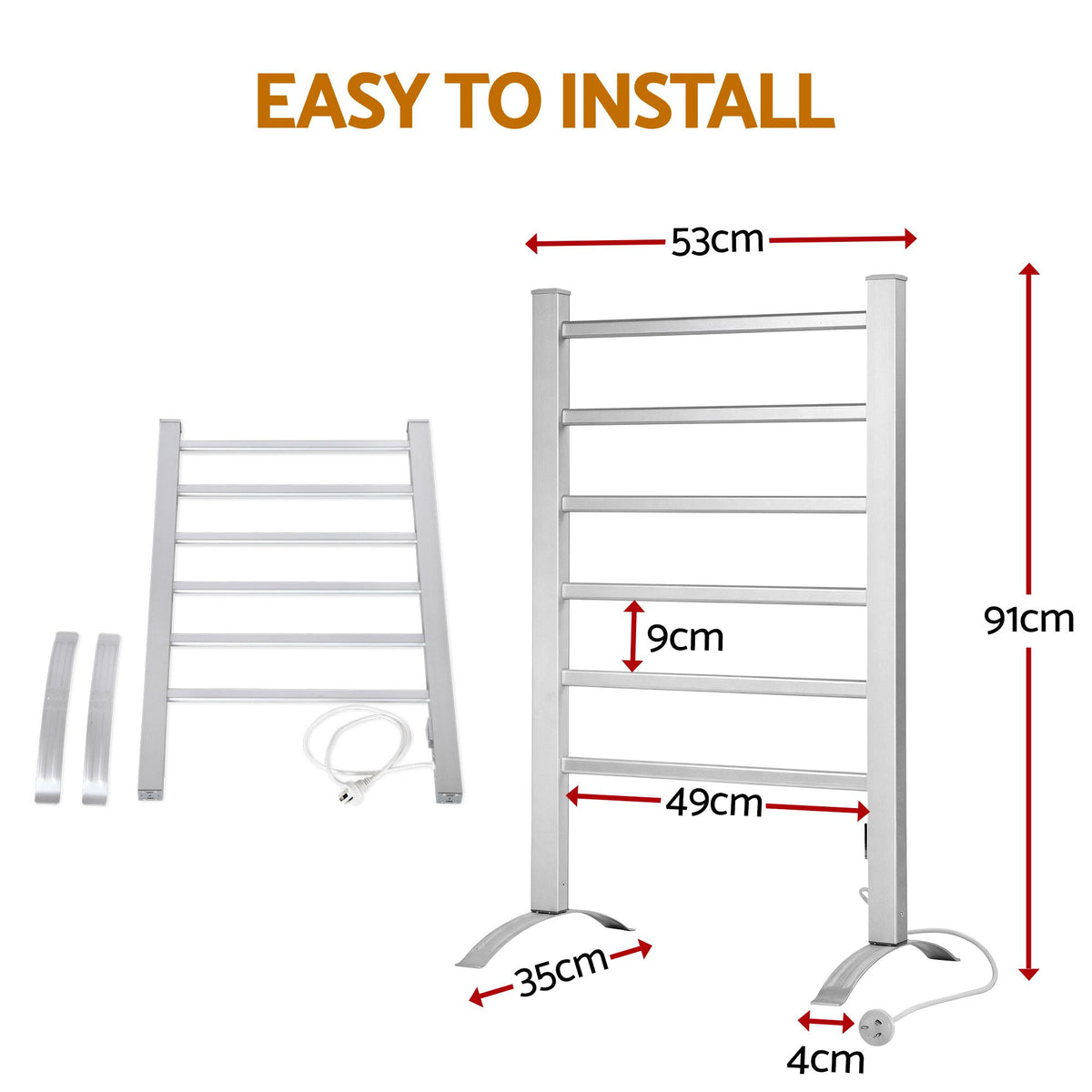 Devanti Electric Heated Towel Rail 6 Bars Freestanding