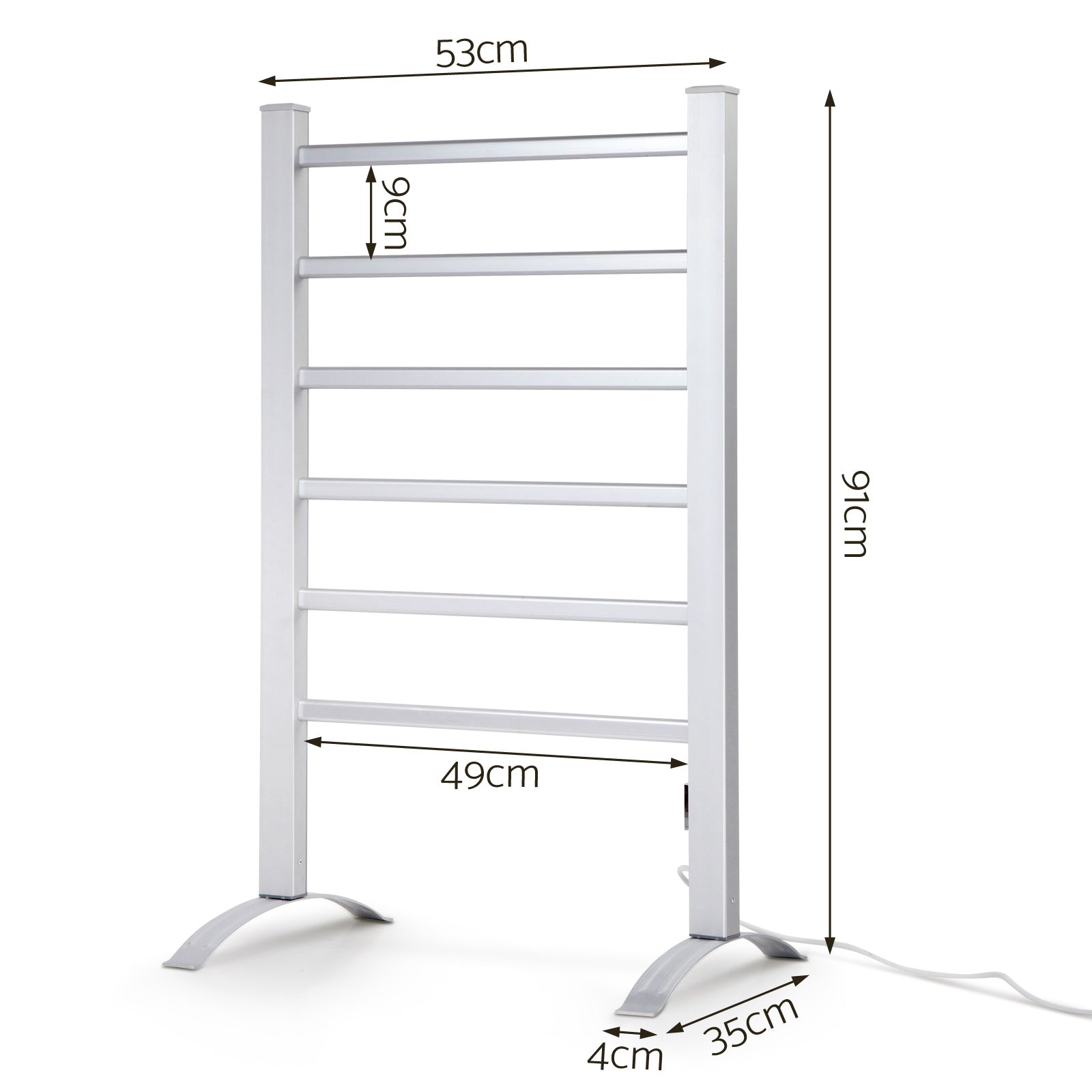 Devanti 6-Bar Freestanding Electric Heated Towel Rail Aluminium