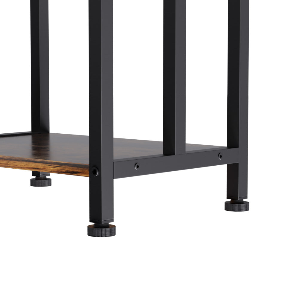 Freestanding 3-Tier Towel Rack Black Steel MDF Bathroom Organiser