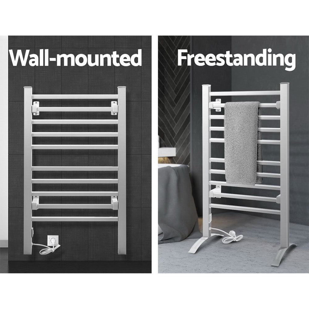 Devanti 10-Bar Electric Heated Towel Rail Freestanding Drying Rack