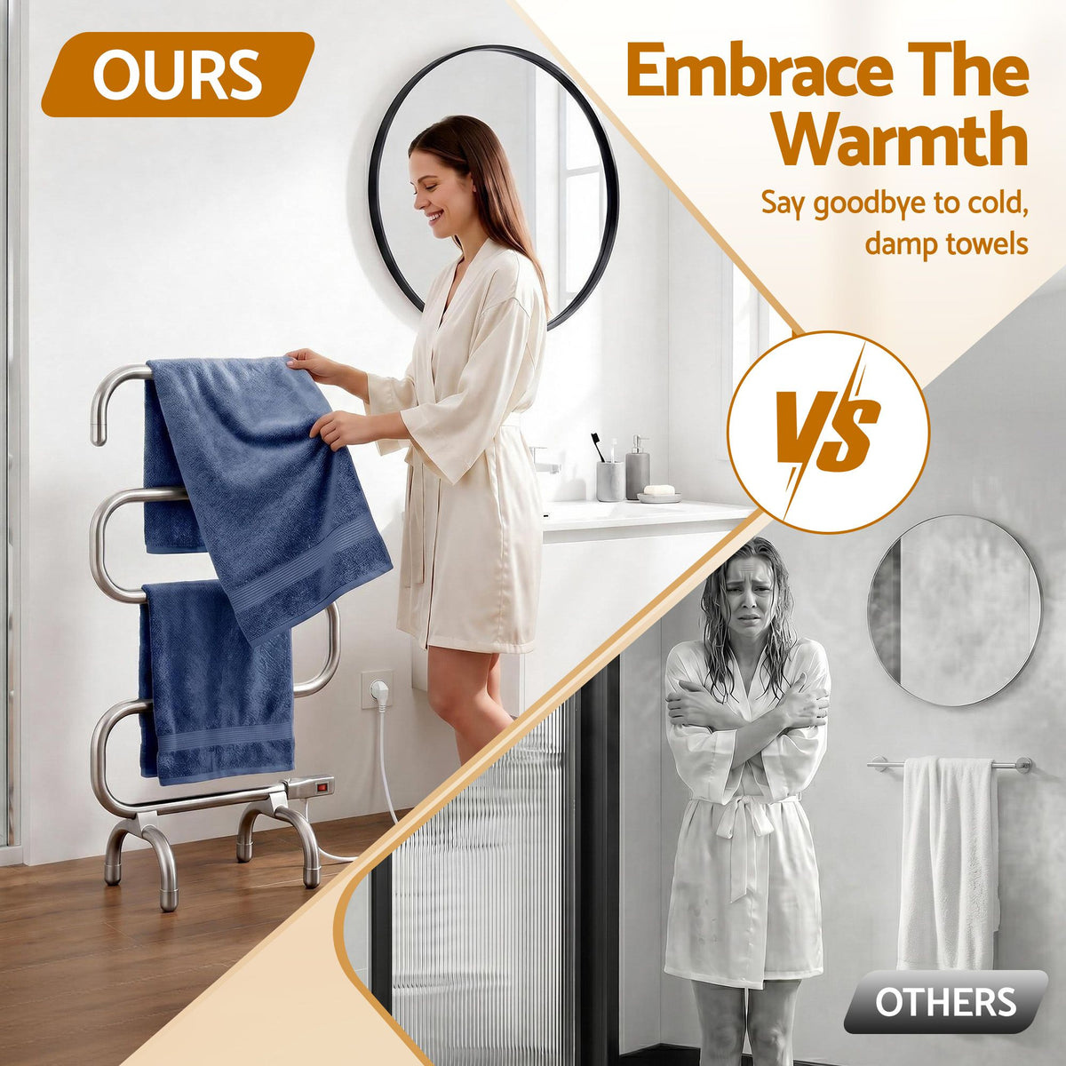 Devanti Electric Heated Towel Rail 5 Bars Freestanding Clothes Warmer