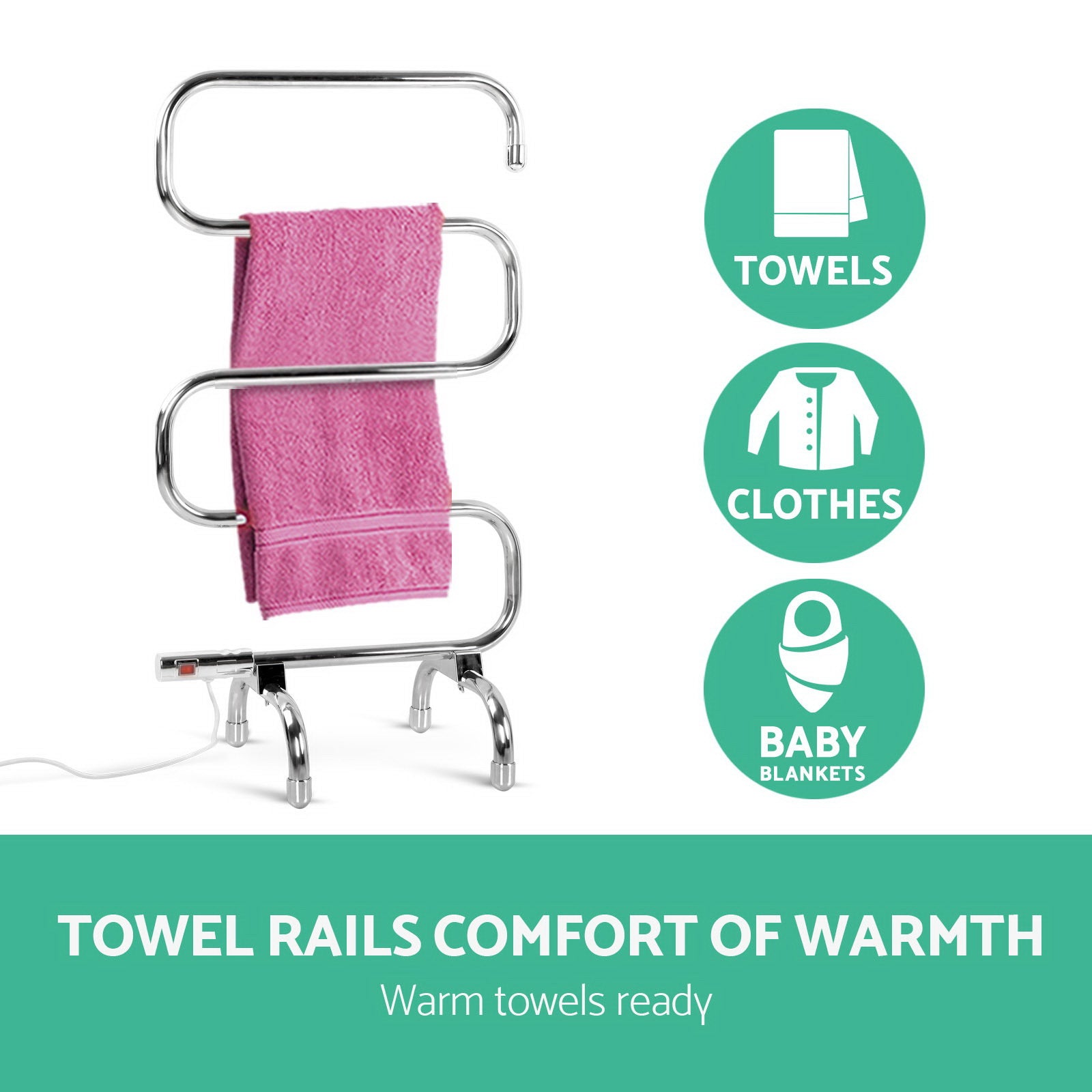 Devanti 5-Bar Freestanding Electric Heated Towel Rail Stainless Steel