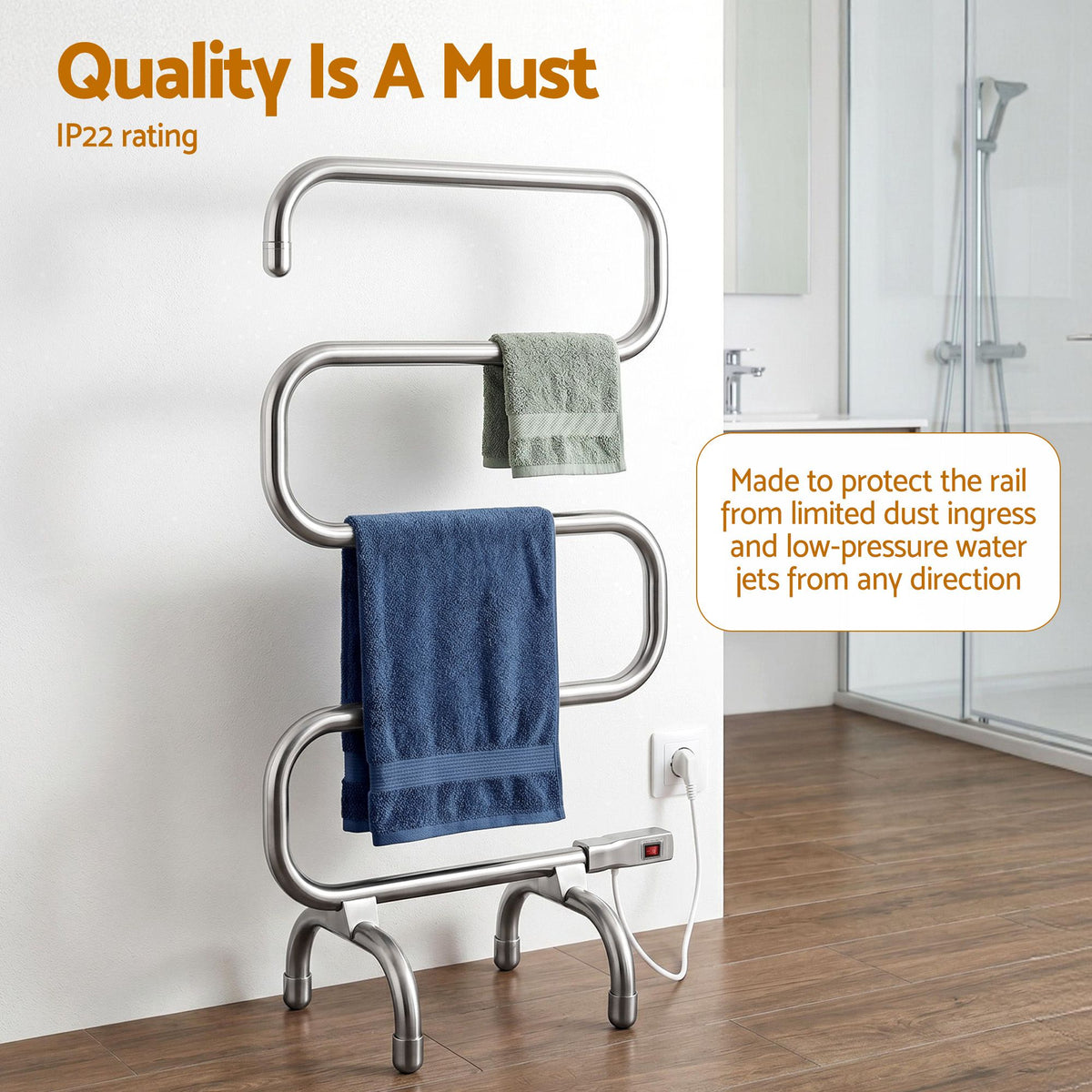Devanti Electric Heated Towel Rail 5 Bars Freestanding Clothes Warmer