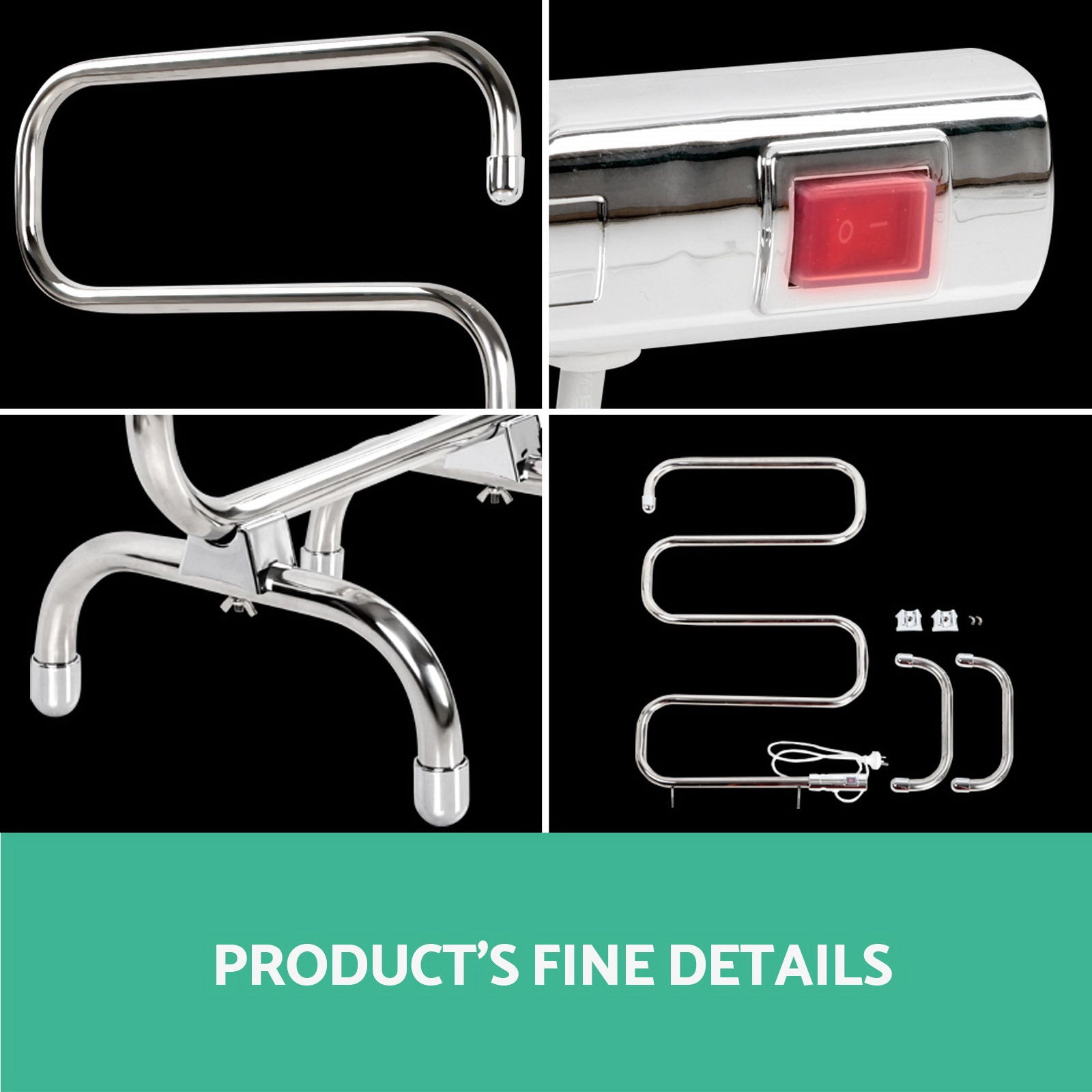 Devanti 5-Bar Freestanding Electric Heated Towel Rail Stainless Steel