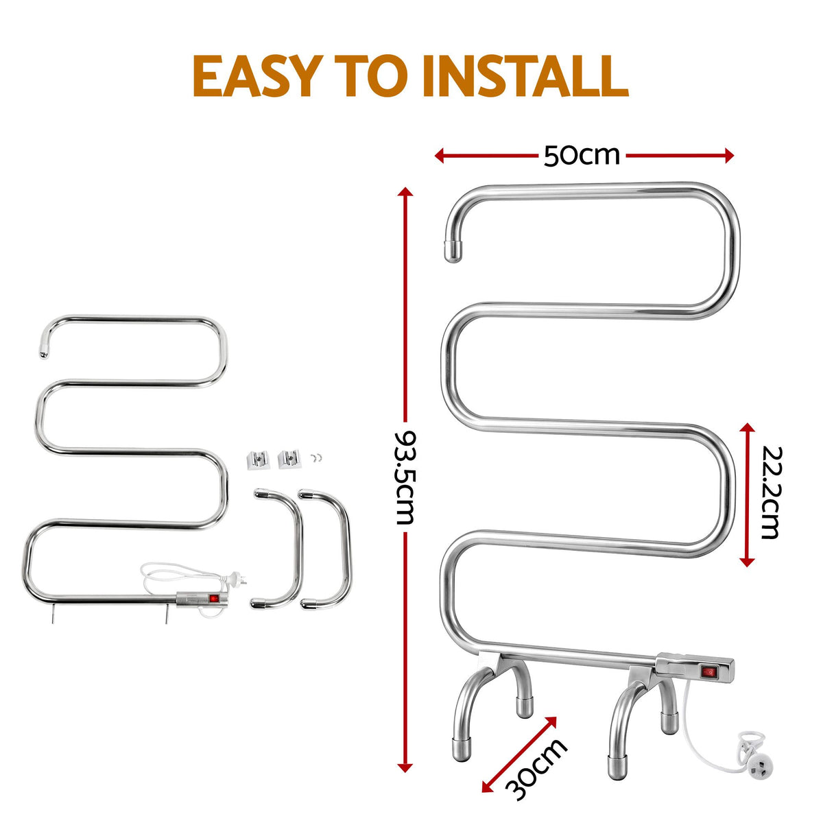 Devanti Electric Heated Towel Rail 5 Bars Freestanding Clothes Warmer