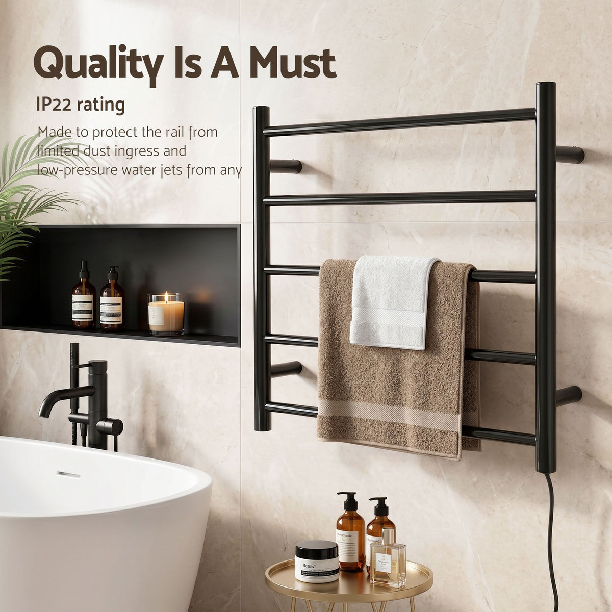 Devanti Electric Heated Towel Rail 5 Bars Wall Mounted
