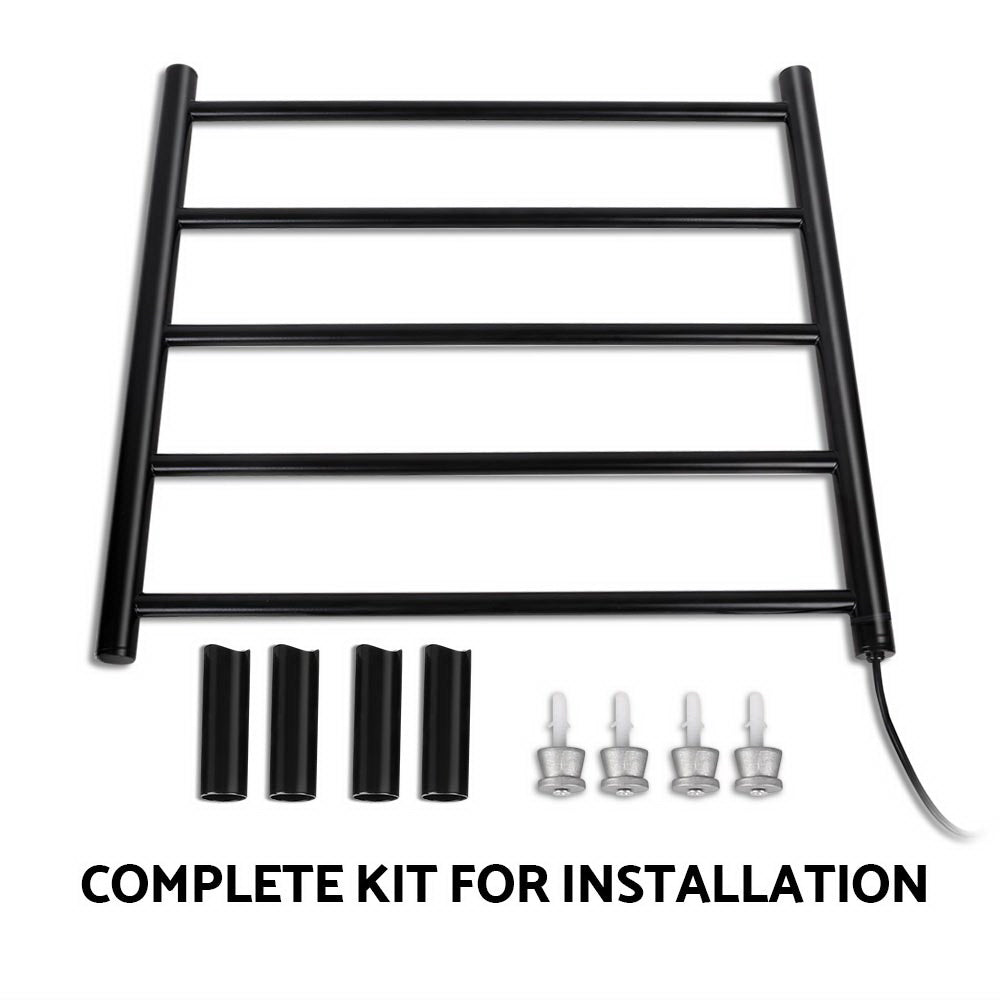 Devanti 5-Bar Wall-Mounted Heated Towel Rail Black