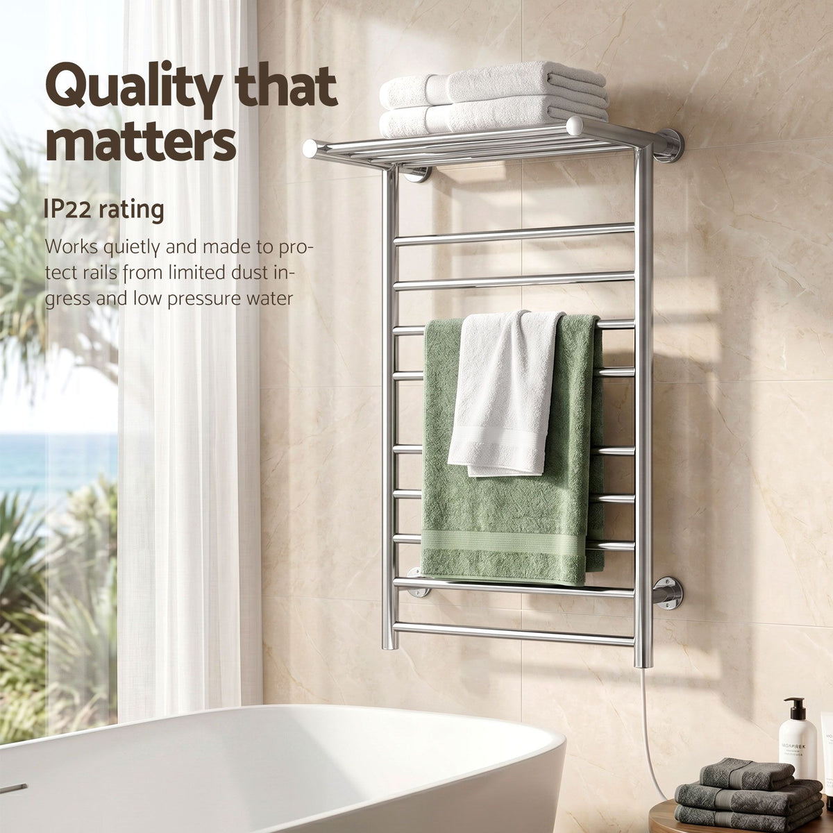 Devanti Electric Heated Towel Rail 14 Bars Wall Mounted Warmer