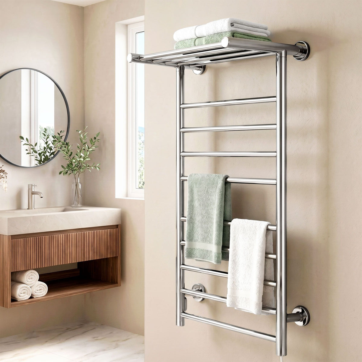 Devanti Electric Heated Towel Rail 14 Bars Wall Mounted Warmer