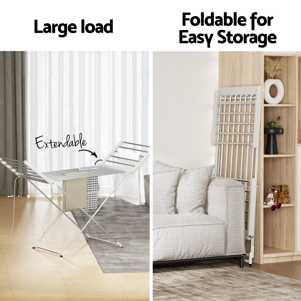 Devanti Foldable Electric Heated Towel Rail Rack 24H Timer