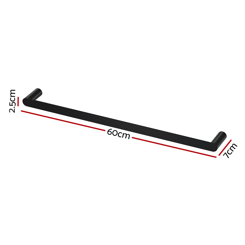 600mm Wall Mounted Towel Rail Rack Stainless Steel Black