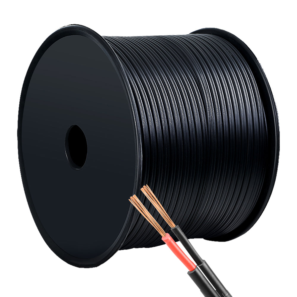 Giantz 100m Twin Core Electrical Cable 2.5mm Black 450V