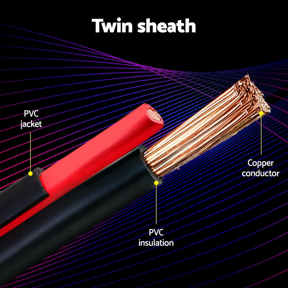 Giantz 10m Automotive Twin Core Electrical Cable 3MM Black