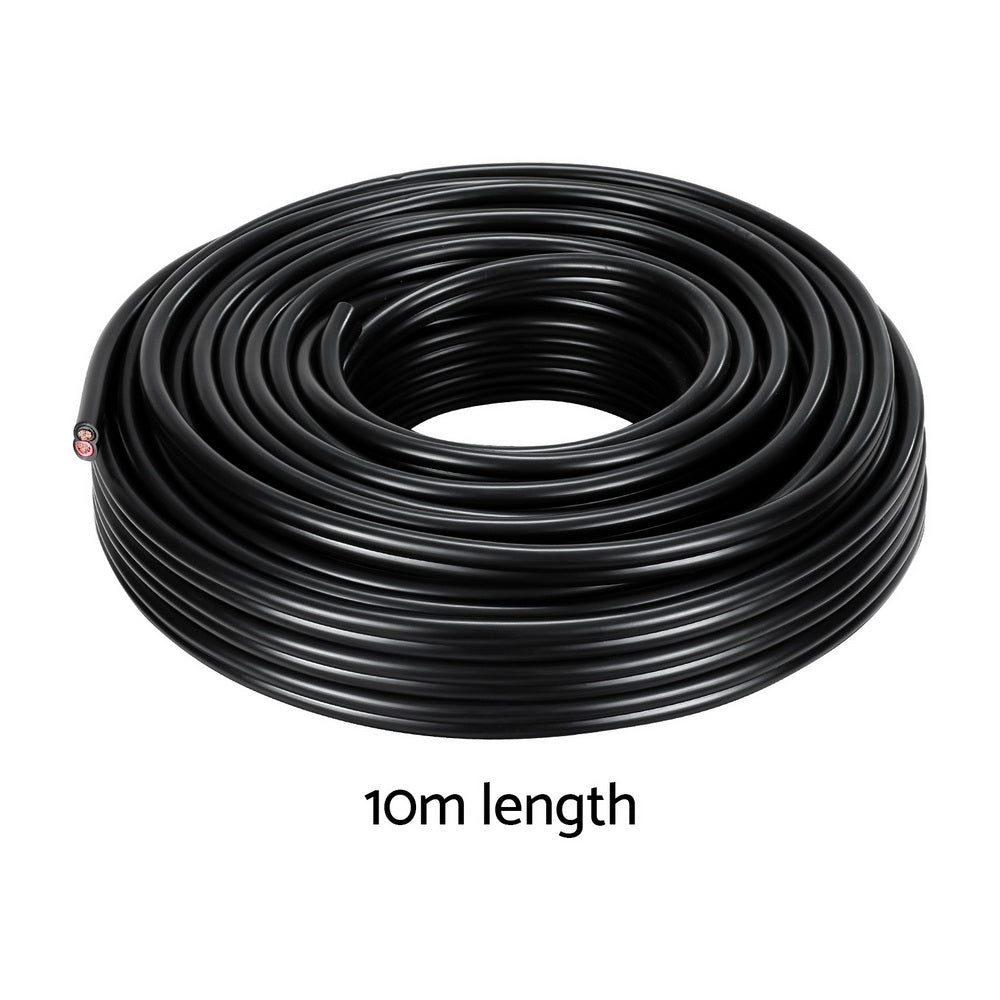 Giantz 10m 4mm Twin Core Automotive Electrical Cable Black