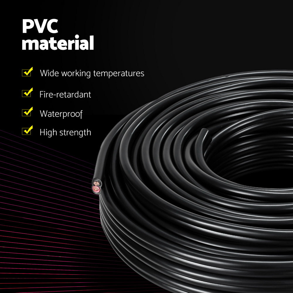 Giantz 10m 4mm Twin Core Automotive Electrical Cable Black