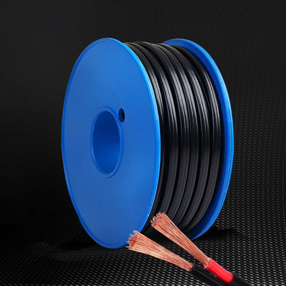 Giantz 30m Twin Core Electrical Cable 4mm Black Sheath