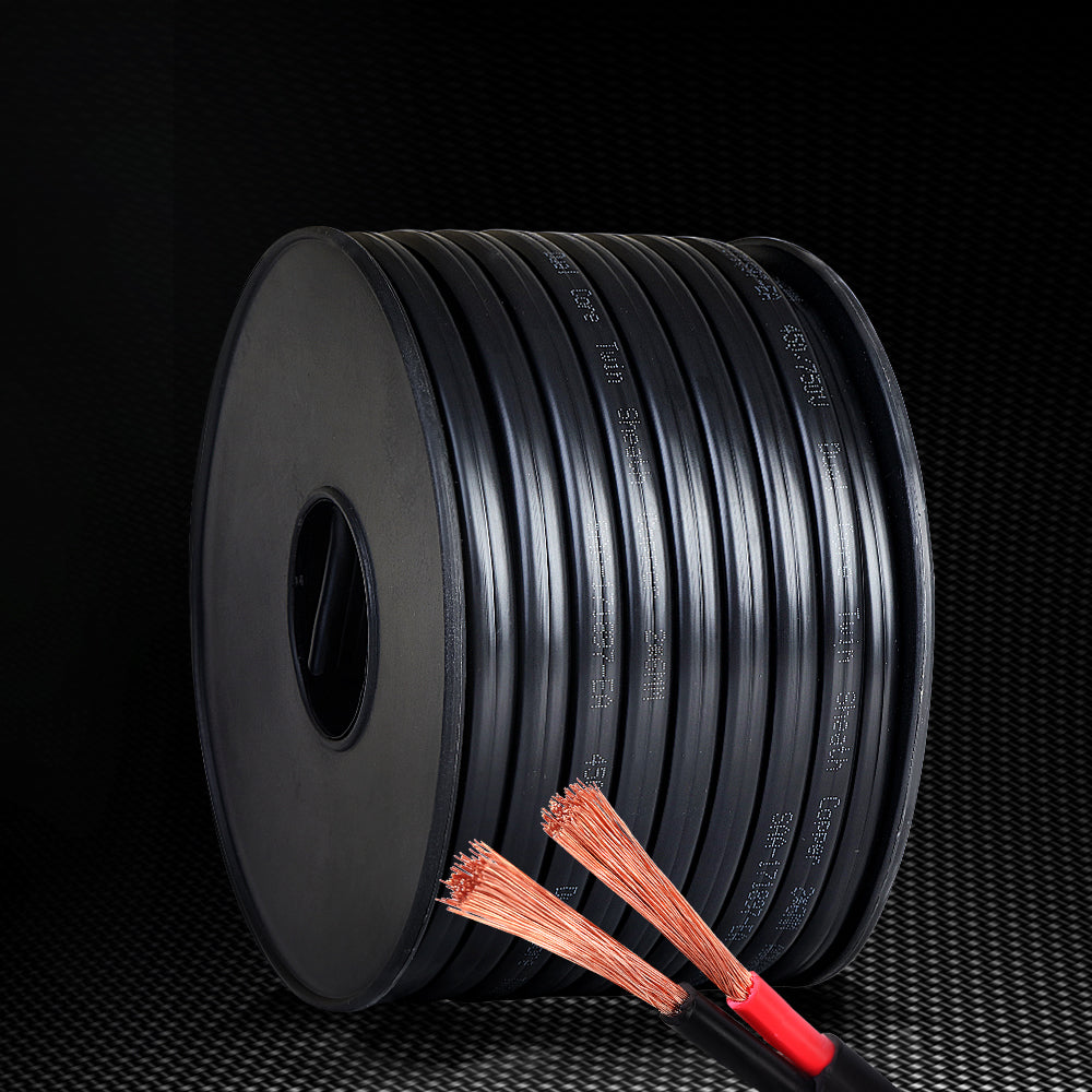 Giantz 30m 6mm Twin Core Electrical Cable 450V Black