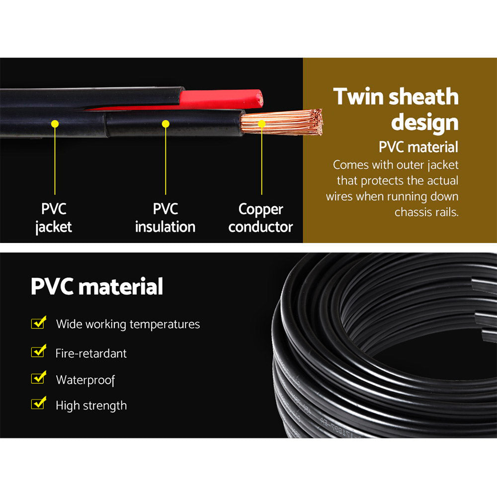Giantz 10M Twin Core Electrical Cable 8B&S Automotive Black