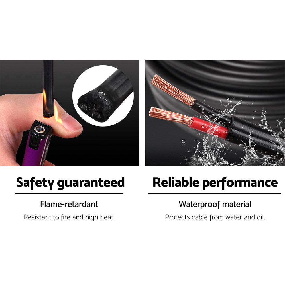 Giantz 10M Twin Core Electrical Cable 8B&S Automotive Black