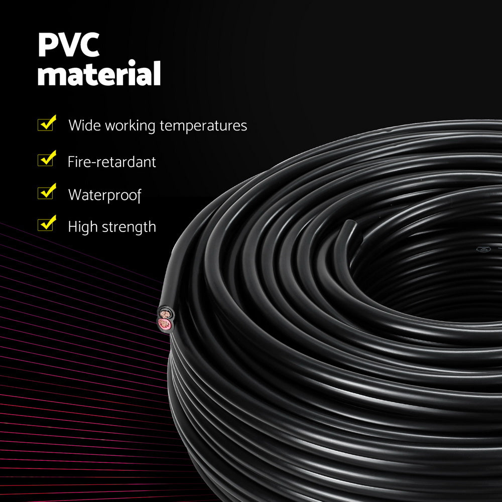 Giantz 30m Twin Core Automotive Electrical Cable 450V Black
