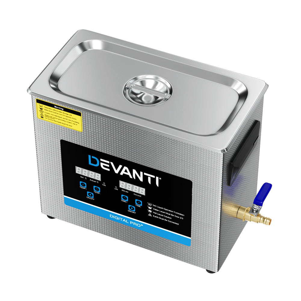 Devanti 6.5L Ultrasonic Cleaner Heater Timer Industrial 180W