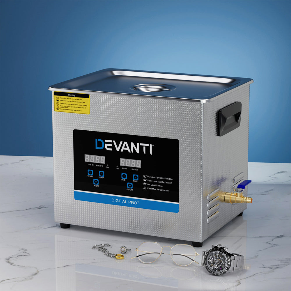Devanti 10L Ultrasonic Cleaner Heater Industrial 240W