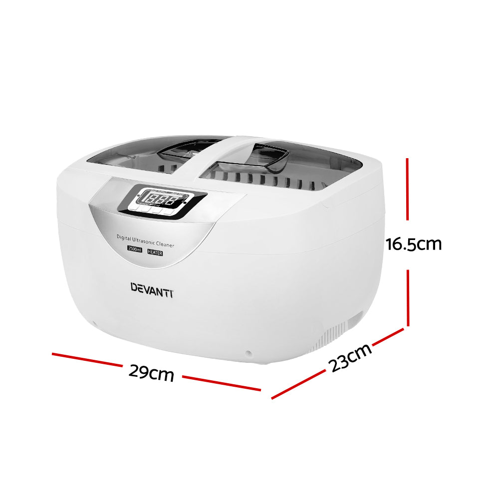 Devanti 2500ml Ultrasonic Cleaner Heater for Jewellery & Glasses 70W