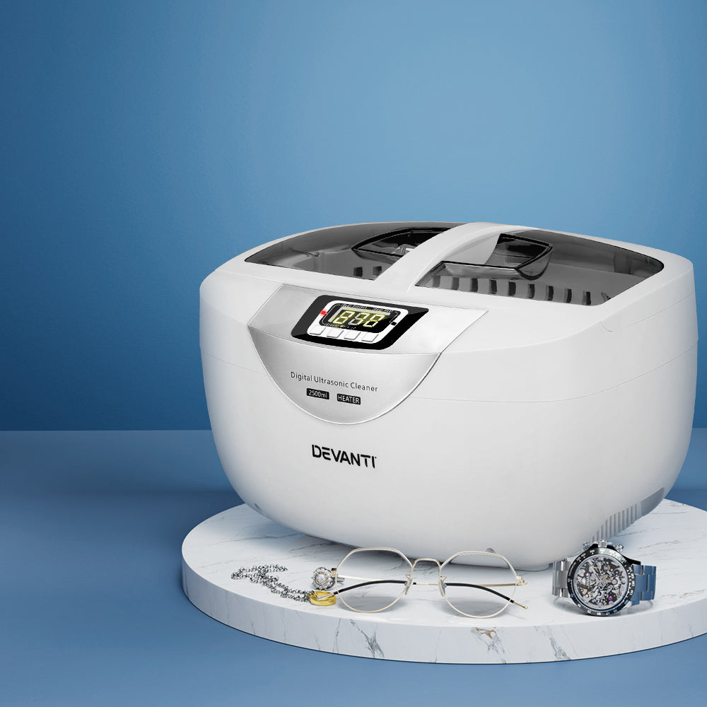 Devanti 2500ml Ultrasonic Cleaner Heater for Jewellery & Glasses 70W