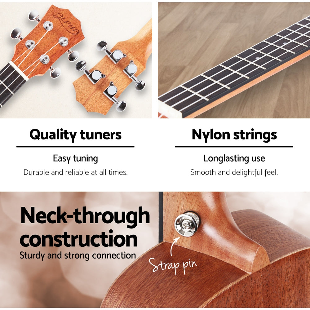 Alpha 26" Tenor Ukulele EQ Natural Mahogany Beginner Gift