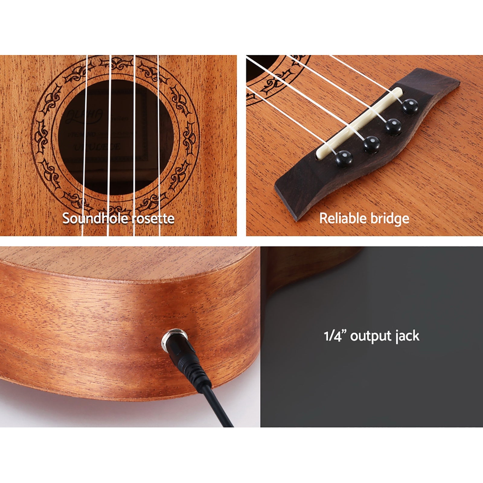 Alpha 26" Tenor Ukulele EQ Natural Mahogany Beginner Gift