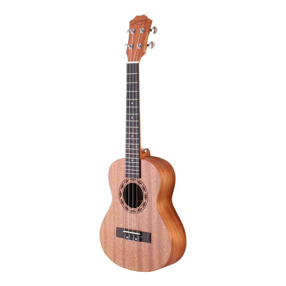 Alpha 26" Tenor Ukulele Natural Mahogany Beginner Gift w/ Carry Bag