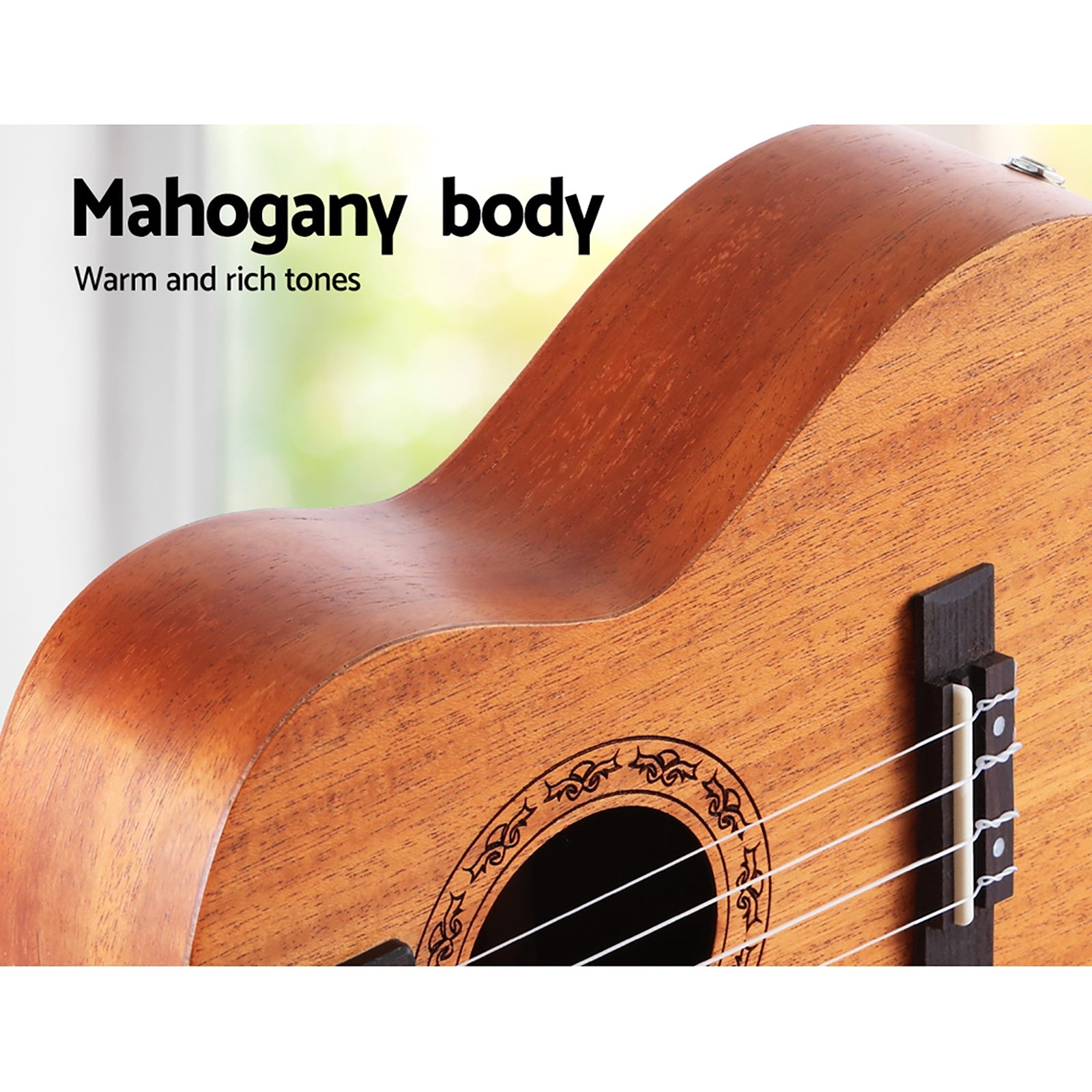 Alpha 26" Tenor Ukulele Natural Mahogany Beginner Gift w/ Carry Bag